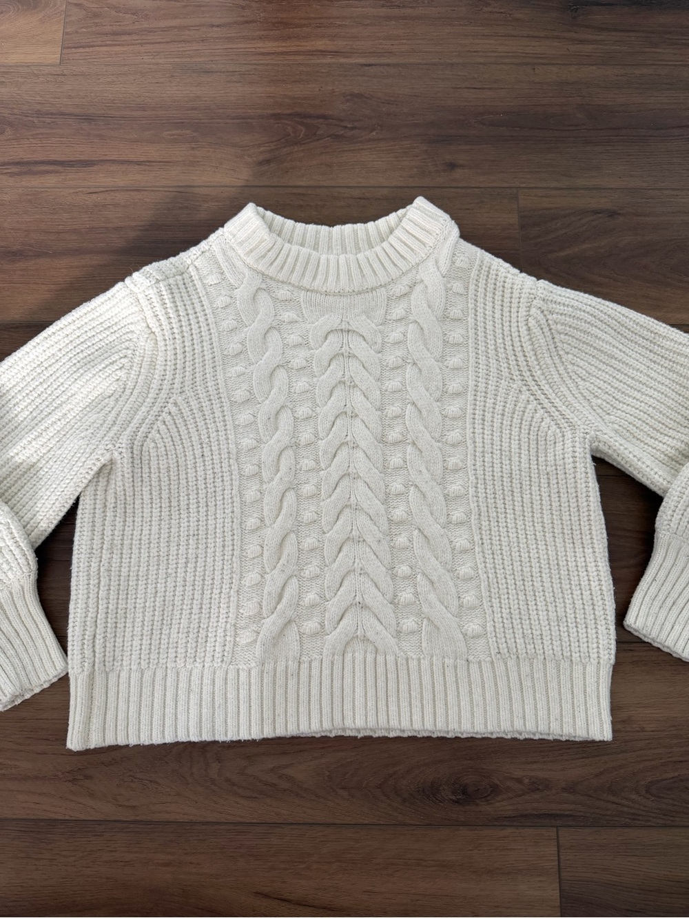 a new day Cream Cable Knit Crewneck Sweater
